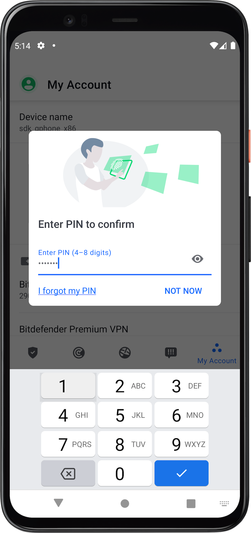 desinstalar o Bitdefender for Android - PIN