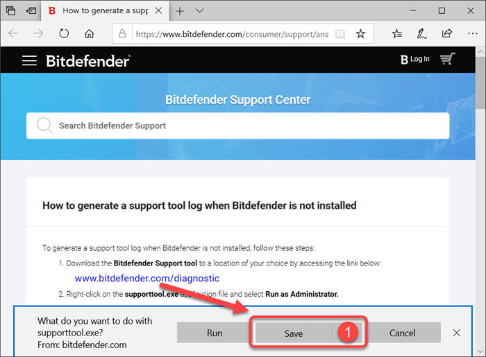 Gerar um registro da Ferramenta de Suporte Bitdefender no Windows 1