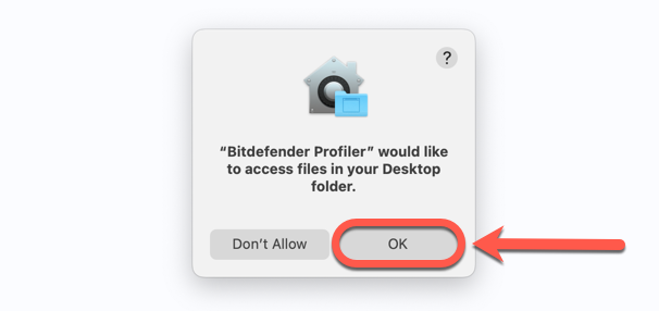 Bitdefender Profiler would like to access files in your Desktop folder