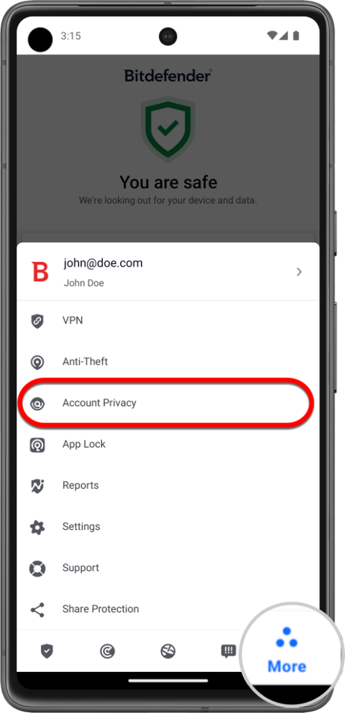 Privacidade de Conta Android