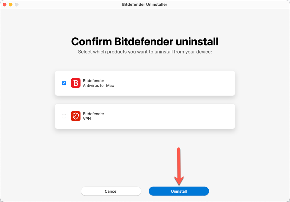 desinstalar Bitdefender Antivirus for mac