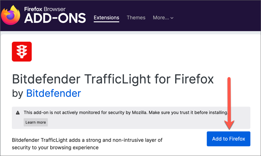 instalar o Bitdefender TrafficLight no Firefox