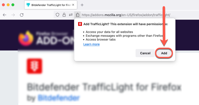 instalar o Bitdefender TrafficLight no Firefox