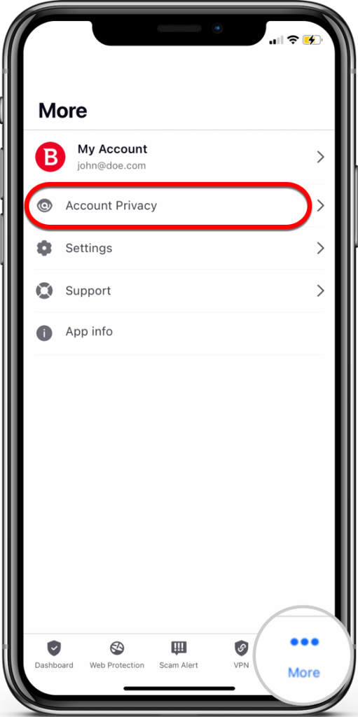 Privacidade de Conta para iOS