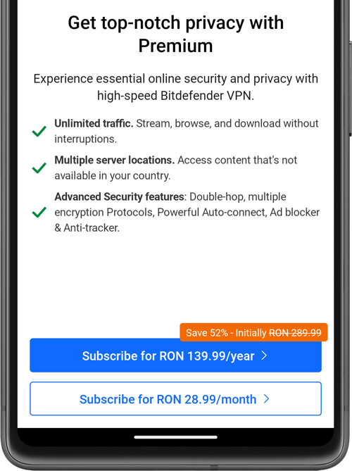 Como atualizar para o Bitdefender Premium VPN no Android