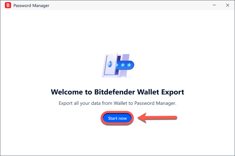 Como transferir a sua Carteira para o Bitdefender Password Manager - Iniciar