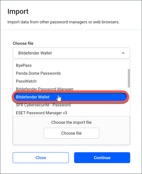Como transferir a sua Carteira para o Bitdefender Password Manager - - Bitdefender Wallet