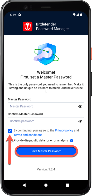 How to install Bitdefender Password Manager on Android - Save Master Password