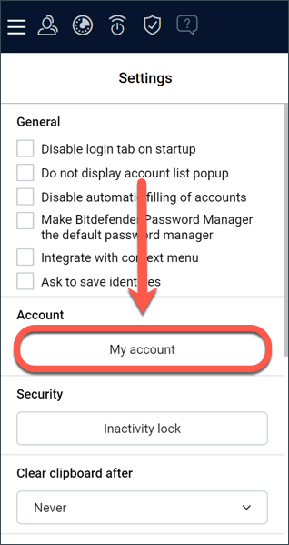 Redefinir a sua palavra-passe principal do Bitdefender Password Manager - Minha conta