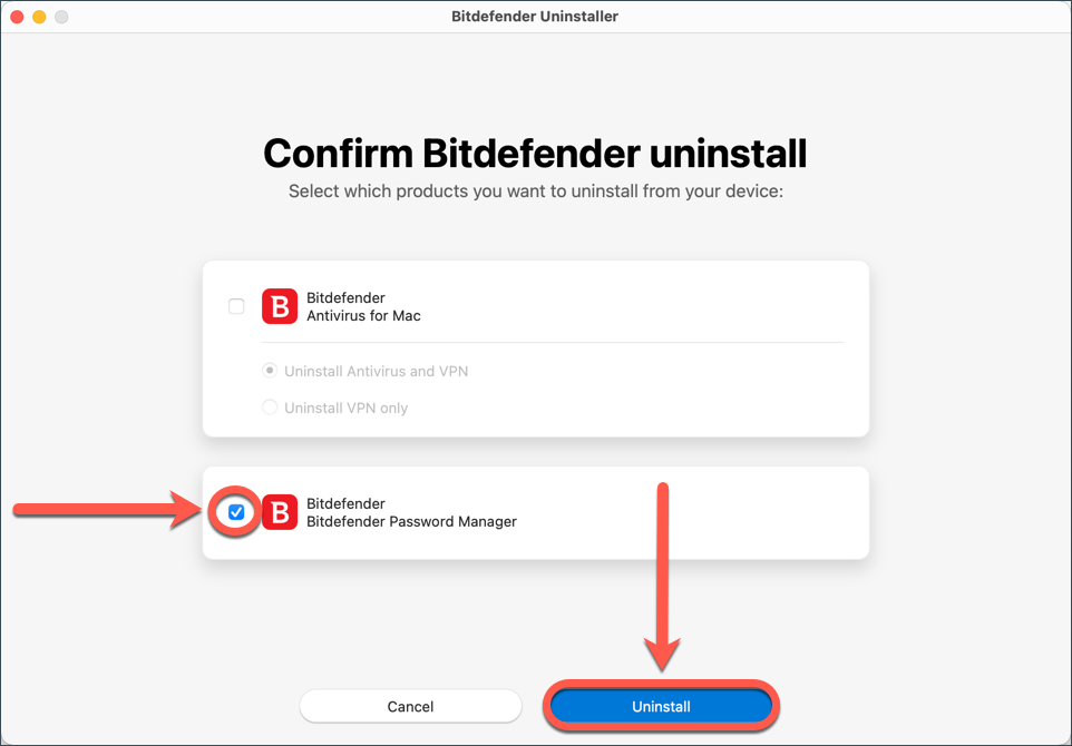 desinstalar o Bitdefender Password Manager no Safari