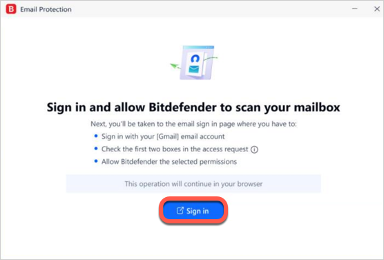 Sign in - Bitdefender's Email Protection feature